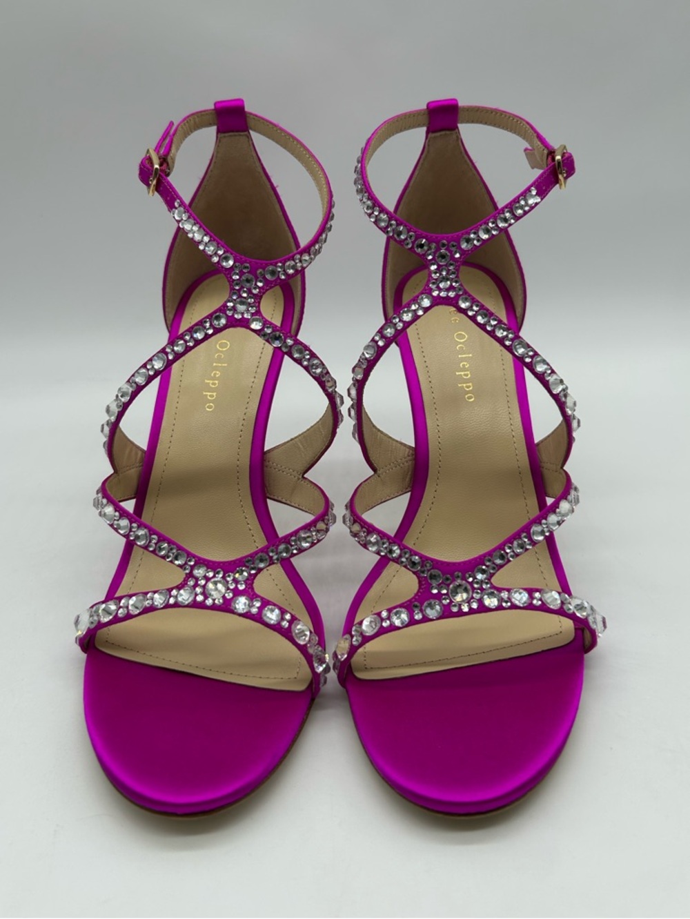 Dee Ocleppo Fiji Pink Crystal Strappy Heels 7.5 New With Box - Picture 6 of 13